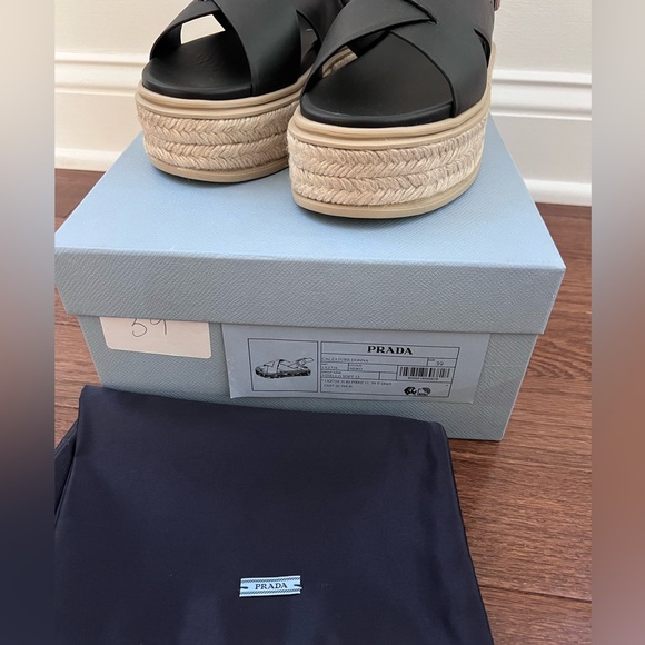 PRADA flat form espadrilles Cazature Donna Vitello Soft 12 sz 39 - Picture 3 of 7